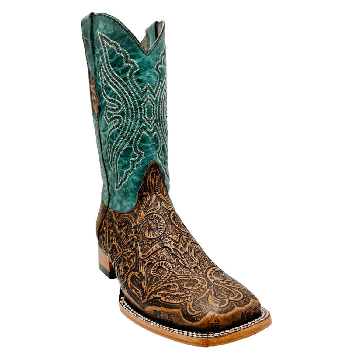 Men's Vaccari Hand Tooled Square Toe Boots