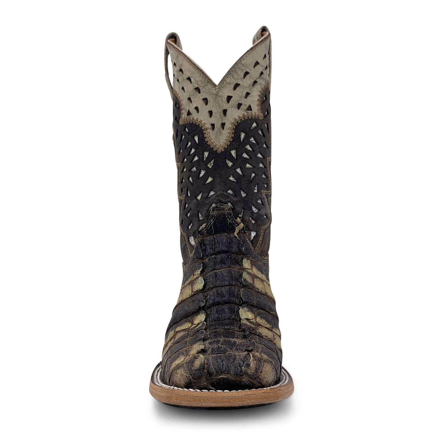 Mens Vaccari Tail-Cut American Alligator Square Toe Boots