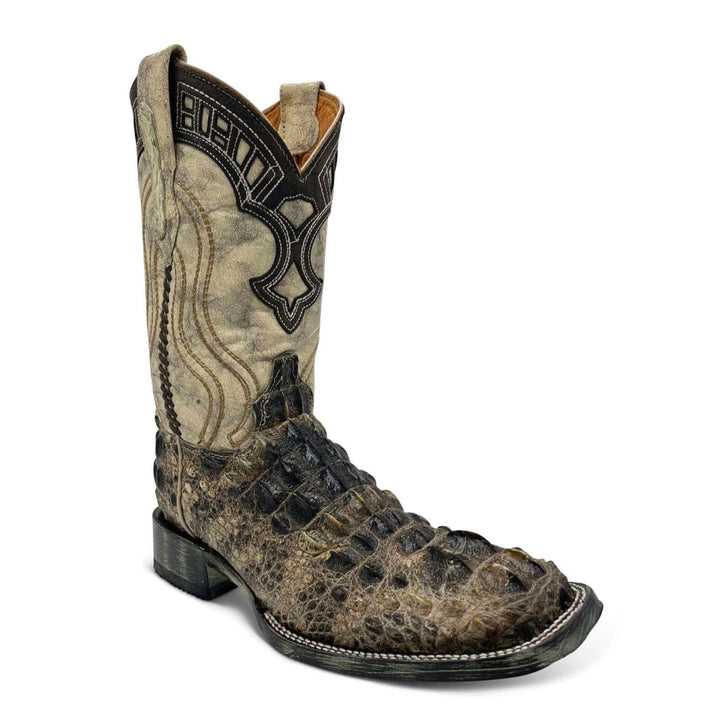 Men's Genuine Hornback American Alligator Square Toe Cowboy Boots by Vaccari