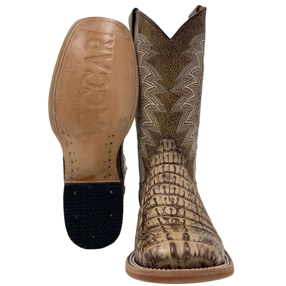 Mens Vaccari Caiman Tail Square Toe Boots