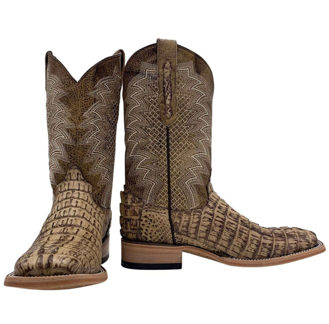 Mens Vaccari Caiman Tail Square Toe Boots