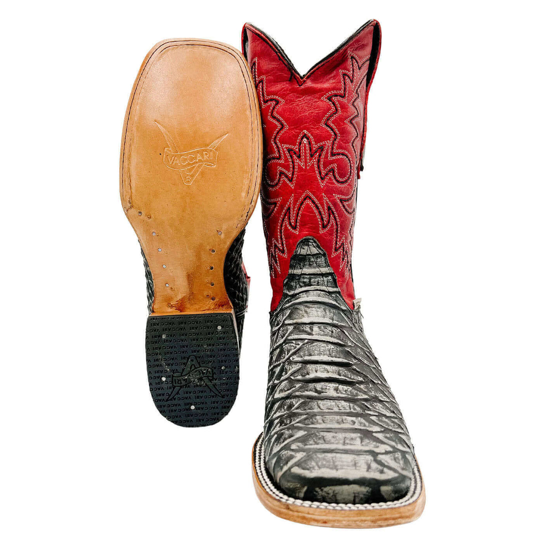 Men's Vaccari Python Print Square Toe Boots