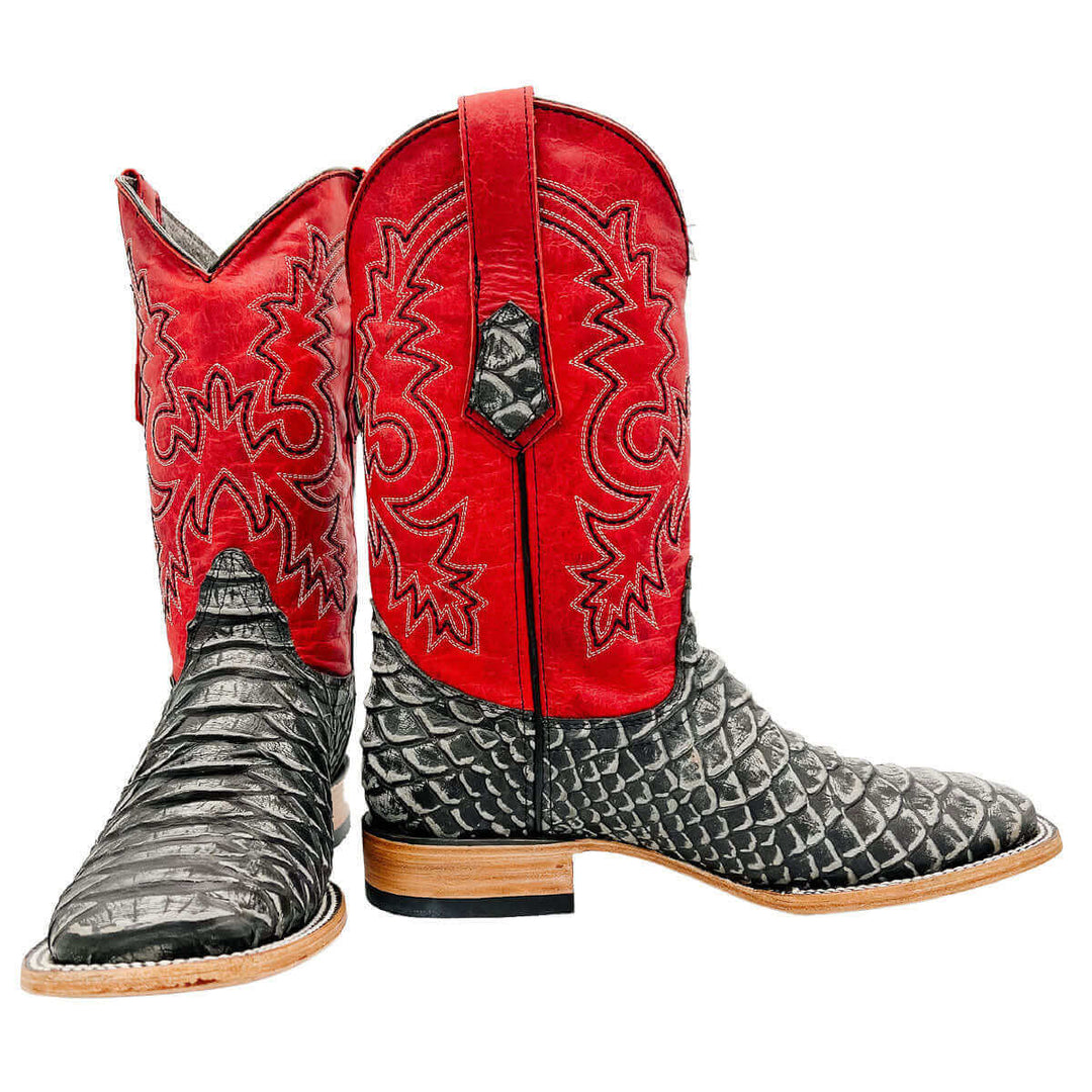 Men's Vaccari Python Print Square Toe Boots