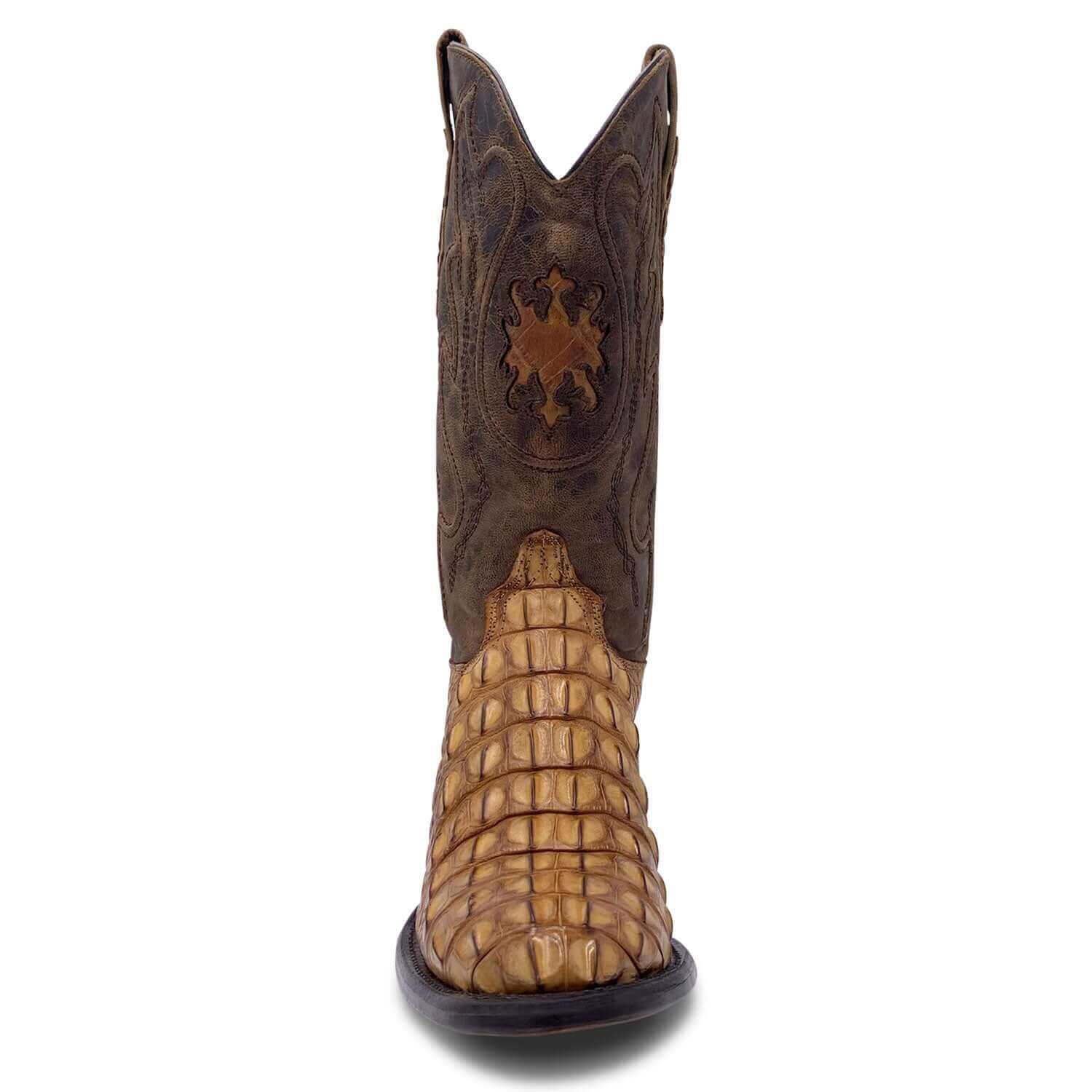 Mens Vaccari Tan Bowie Round Toe American Alligator Boots