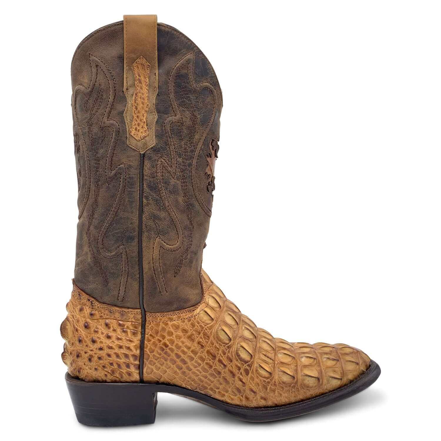 Mens Vaccari Tan Bowie Round Toe American Alligator Boots