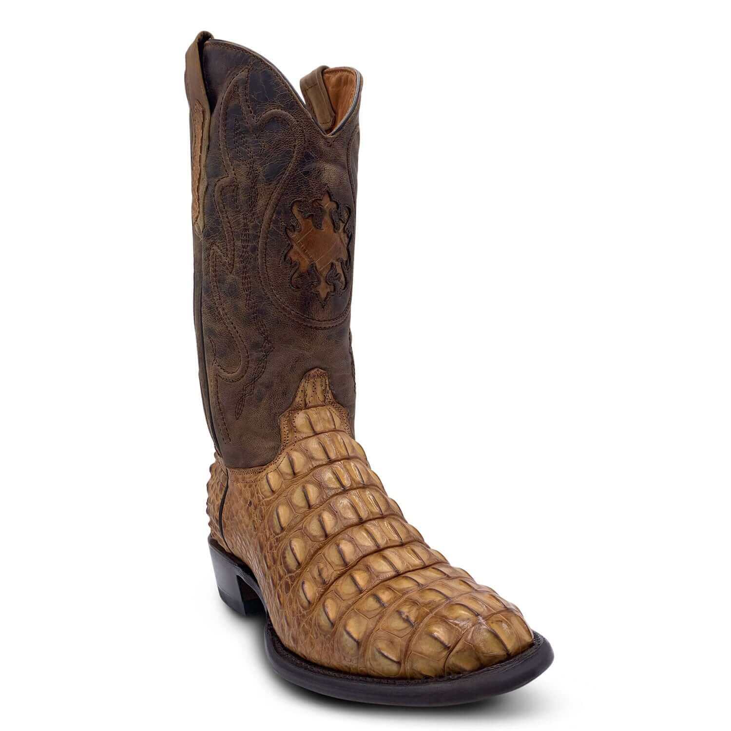 Mens Vaccari Tan Bowie Round Toe American Alligator Boots