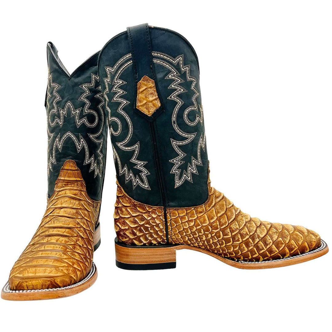 Men's Vaccari Python Print Square Toe Boots