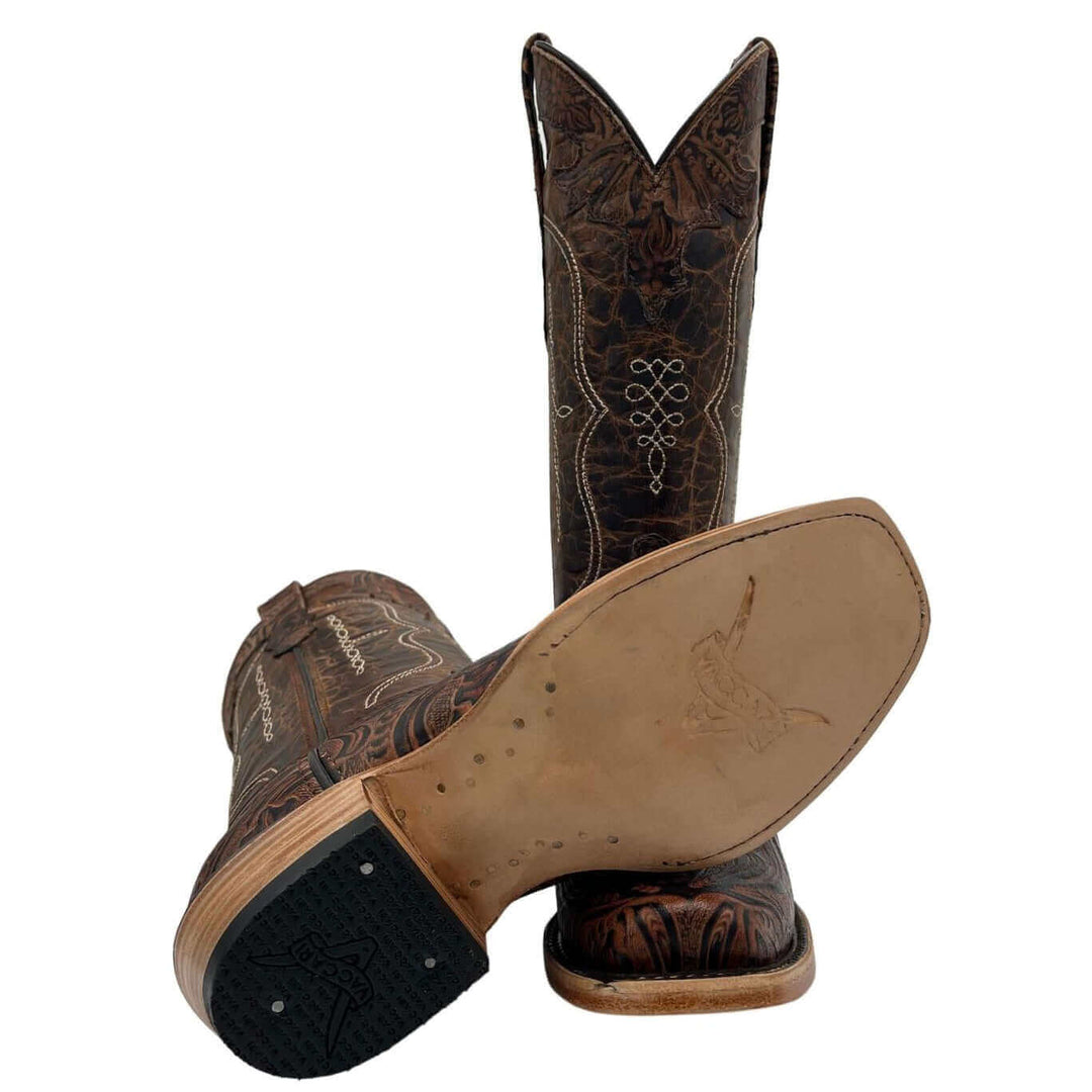 Womens Vaccari Hand-Tooled Narrow square Toe Boots