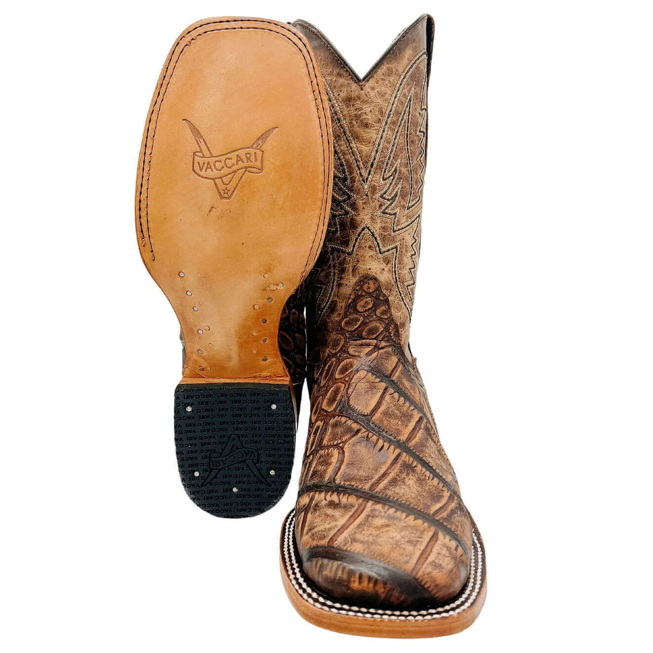 Mens Vaccari Alligator Print Square Toe Boots