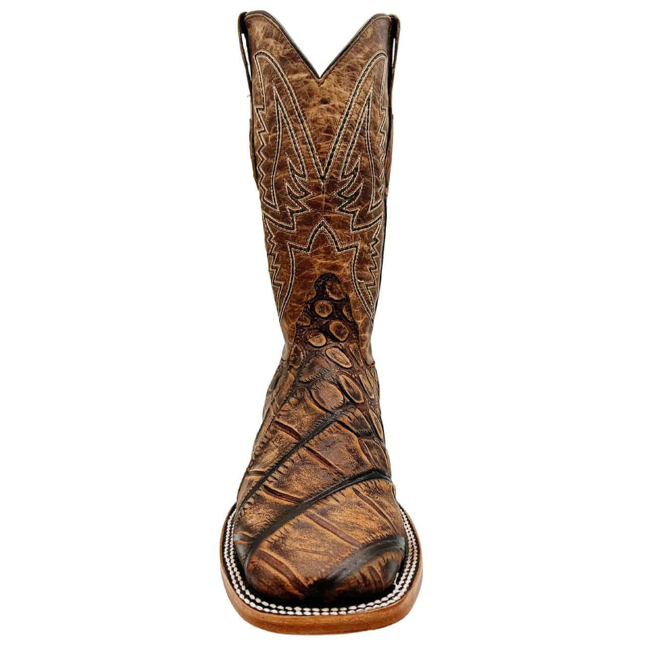 Mens Vaccari Alligator Print Square Toe Boots