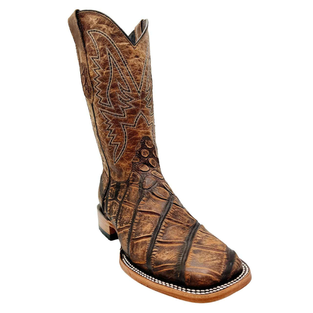 Mens Vaccari Alligator Print Square Toe Boots
