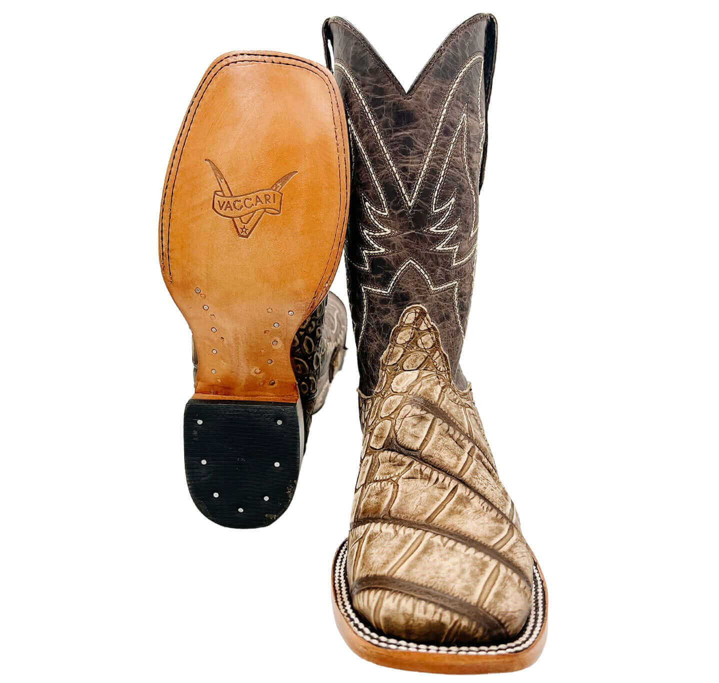 Mens Vaccari Alligator Print Square Toe Boots