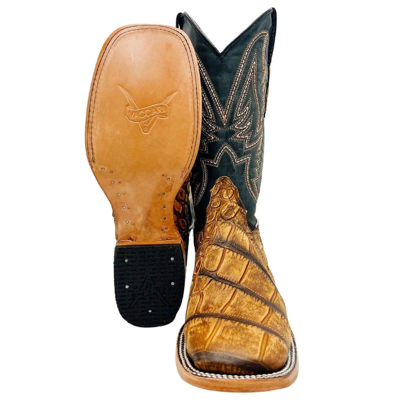 Alligator Print Square Toe Boots