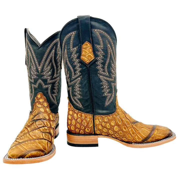 Alligator Print Square Toe Boots