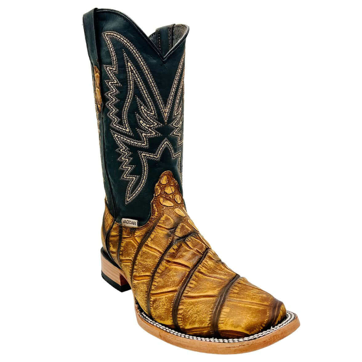 Alligator Print Square Toe Boots