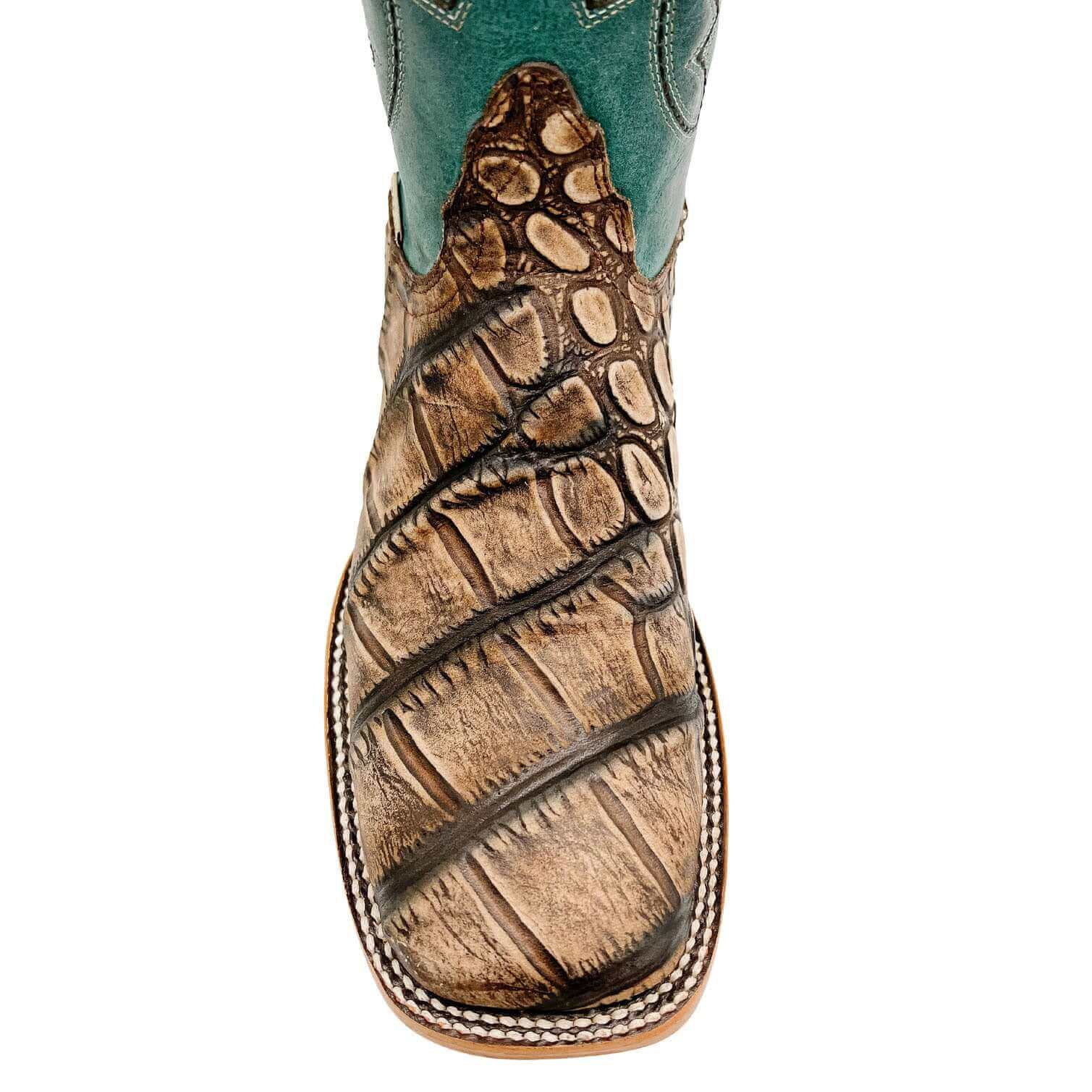 Mens Vaccari Alligator Print Square Toe Boots