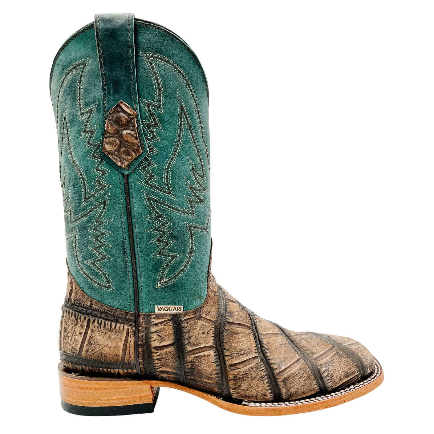 Mens Vaccari Alligator Print Square Toe Boots