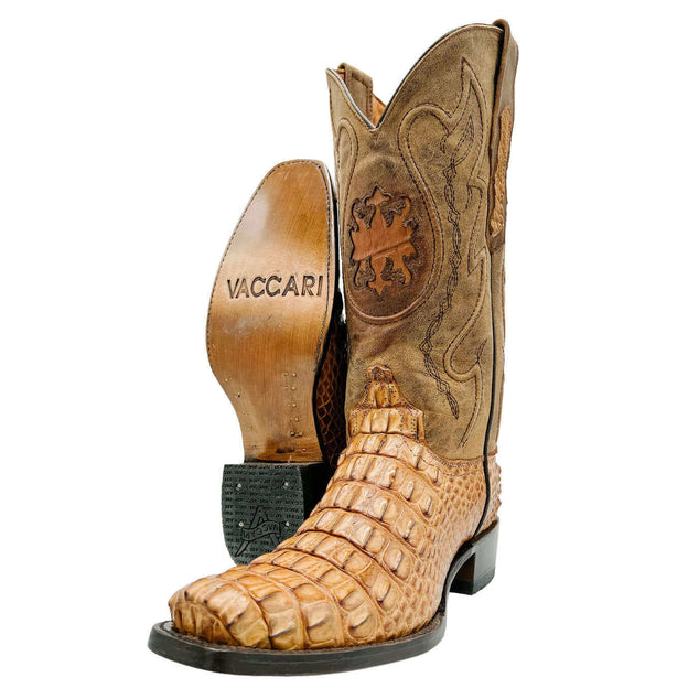 Mens Vaccari Tan Bowie 7 Toe American Alligator Boots