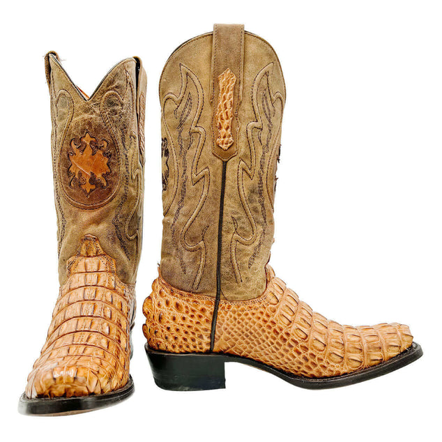 Mens Vaccari Tan Bowie 7 Toe American Alligator Boots