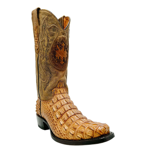 Mens Vaccari Tan Bowie 7 Toe American Alligator Boots