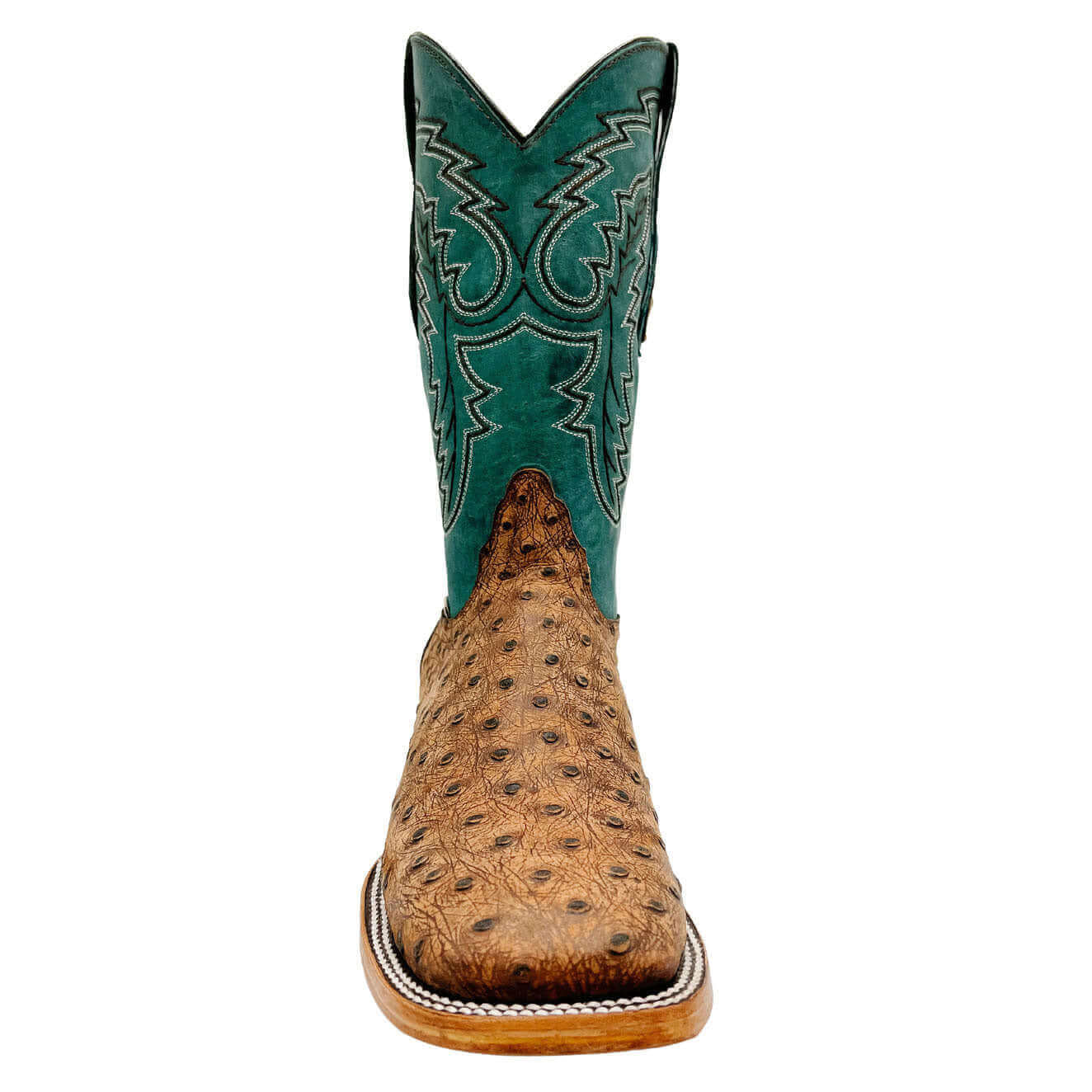 Mens Vaccari Ostrich Print Square Toe Boots