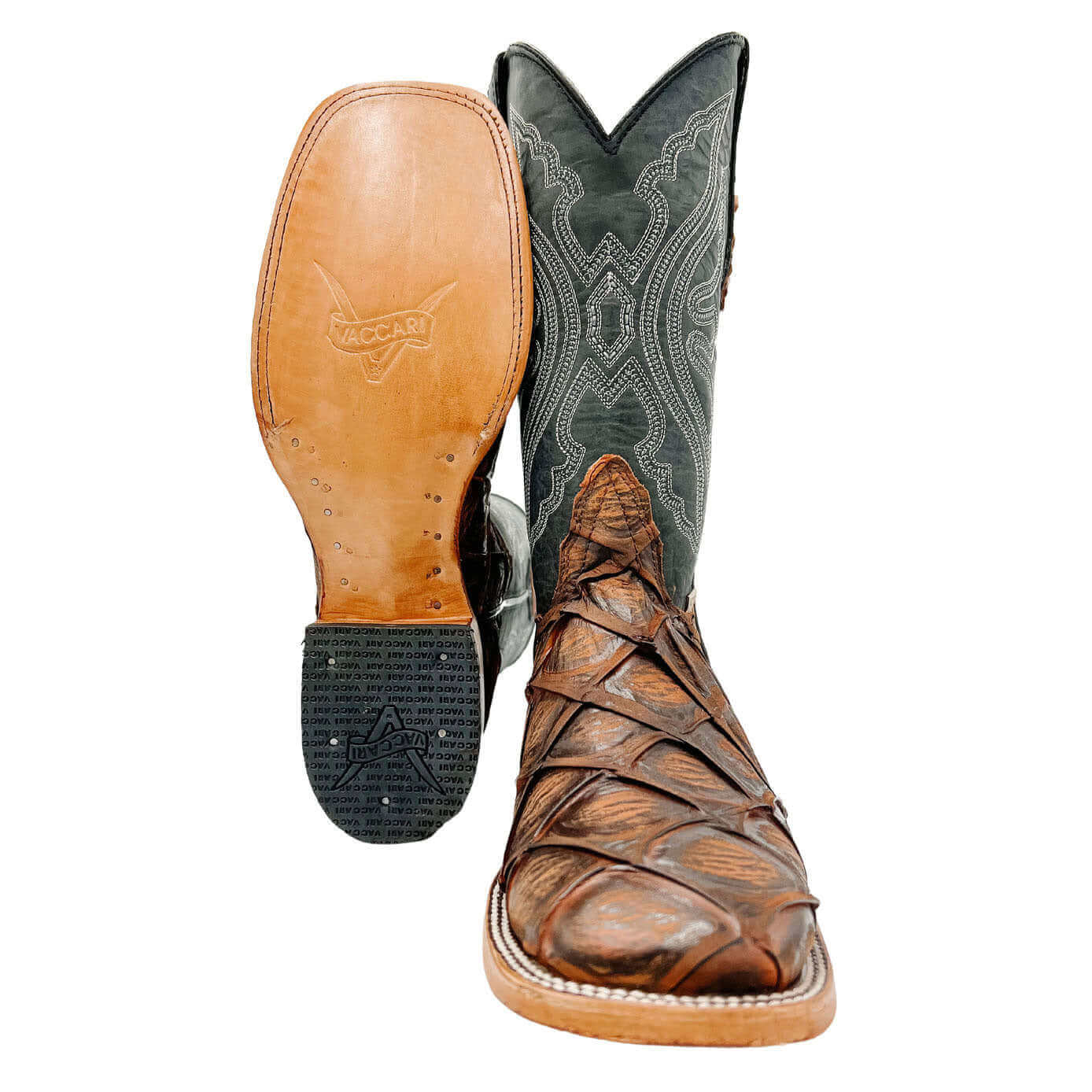 Mens Vaccari Pirarucu Print square Toe Boots