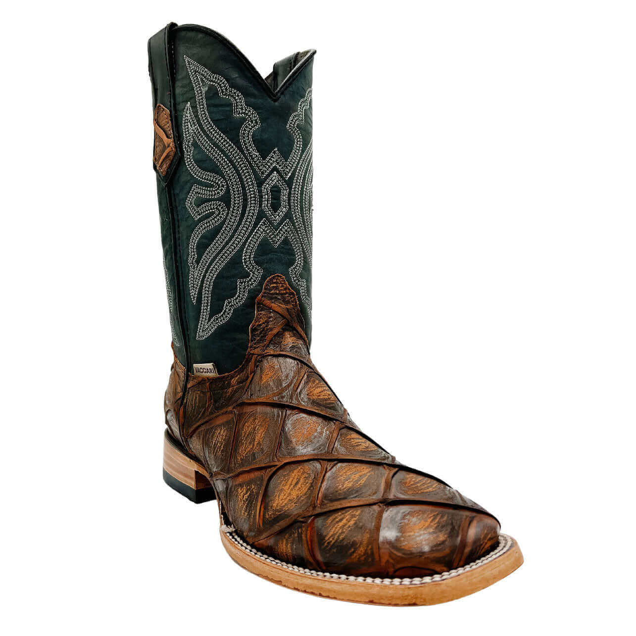 Mens Vaccari Pirarucu Print square Toe Boots