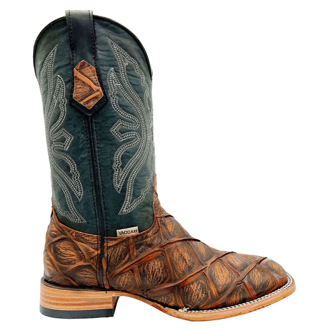 Mens Vaccari Pirarucu Print square Toe Boots