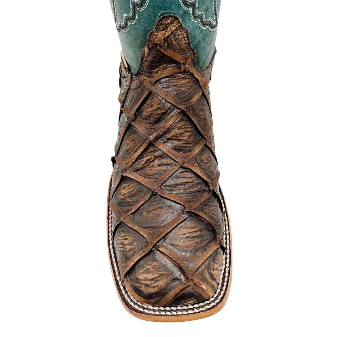 Mens Vaccari Pirarucu Print Square Toe Boots