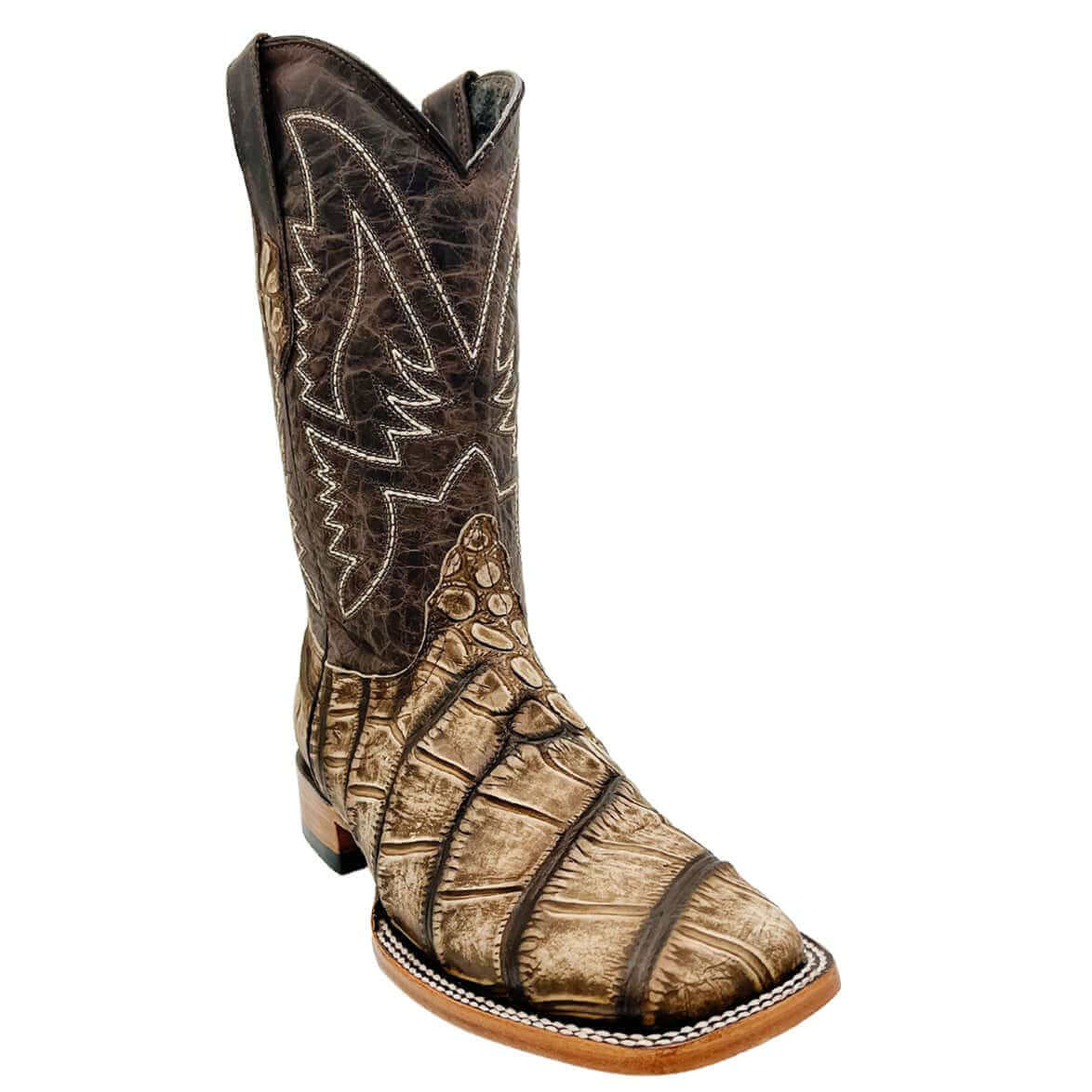 Mens Vaccari Alligator Print Square Toe Boots