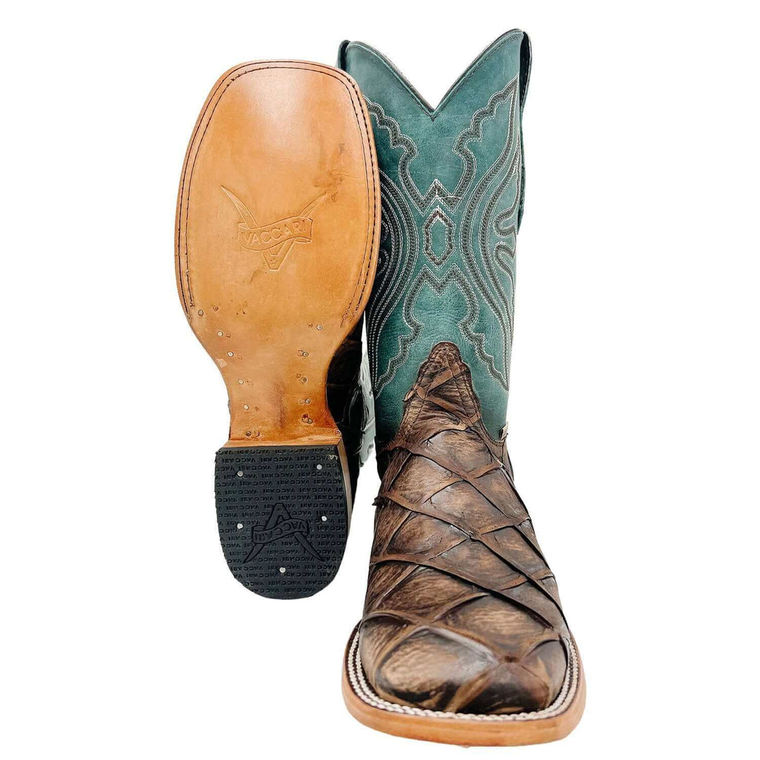 Mens Vaccari Pirarucu Print Square Toe Boots