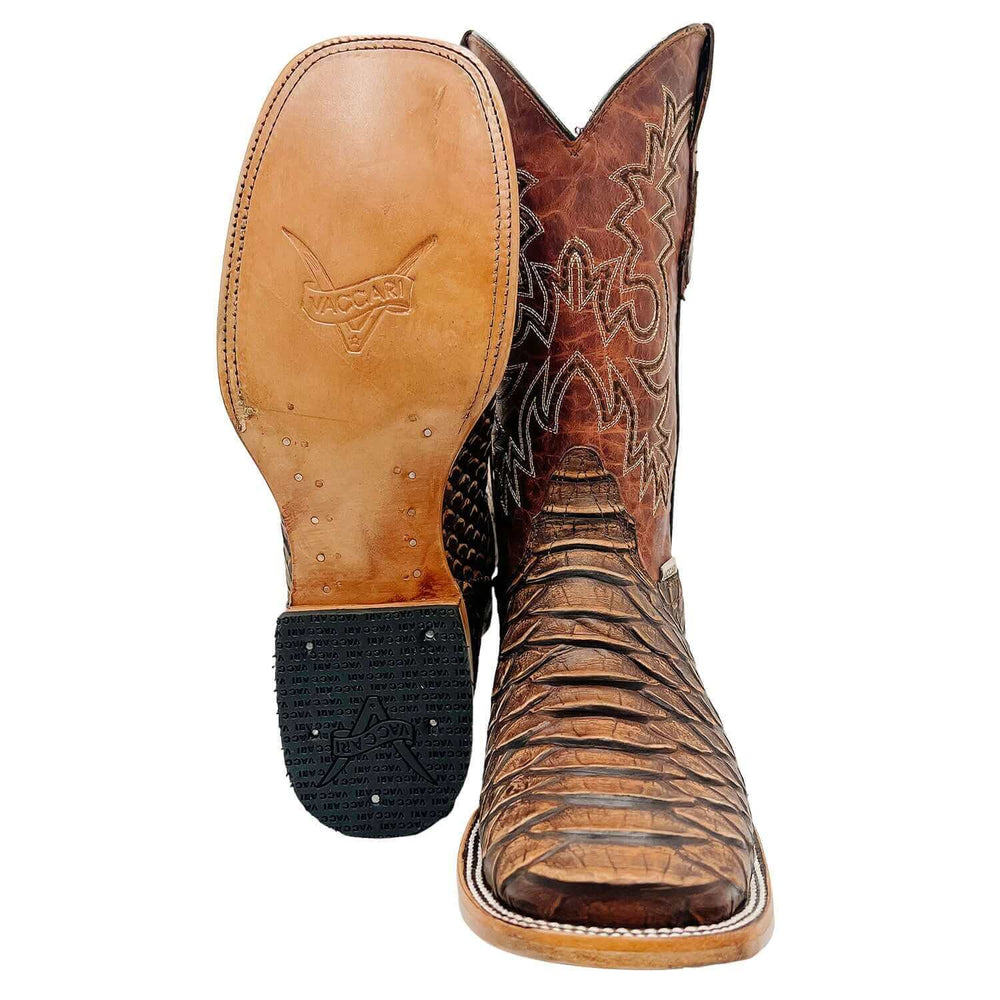 Men's Vaccari Python Print Square Toe Boots