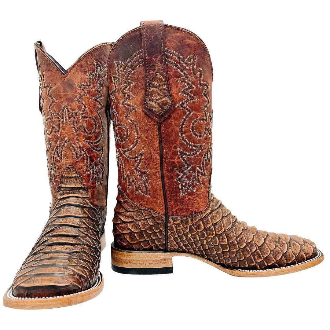 Men's Vaccari Python Print Square Toe Boots