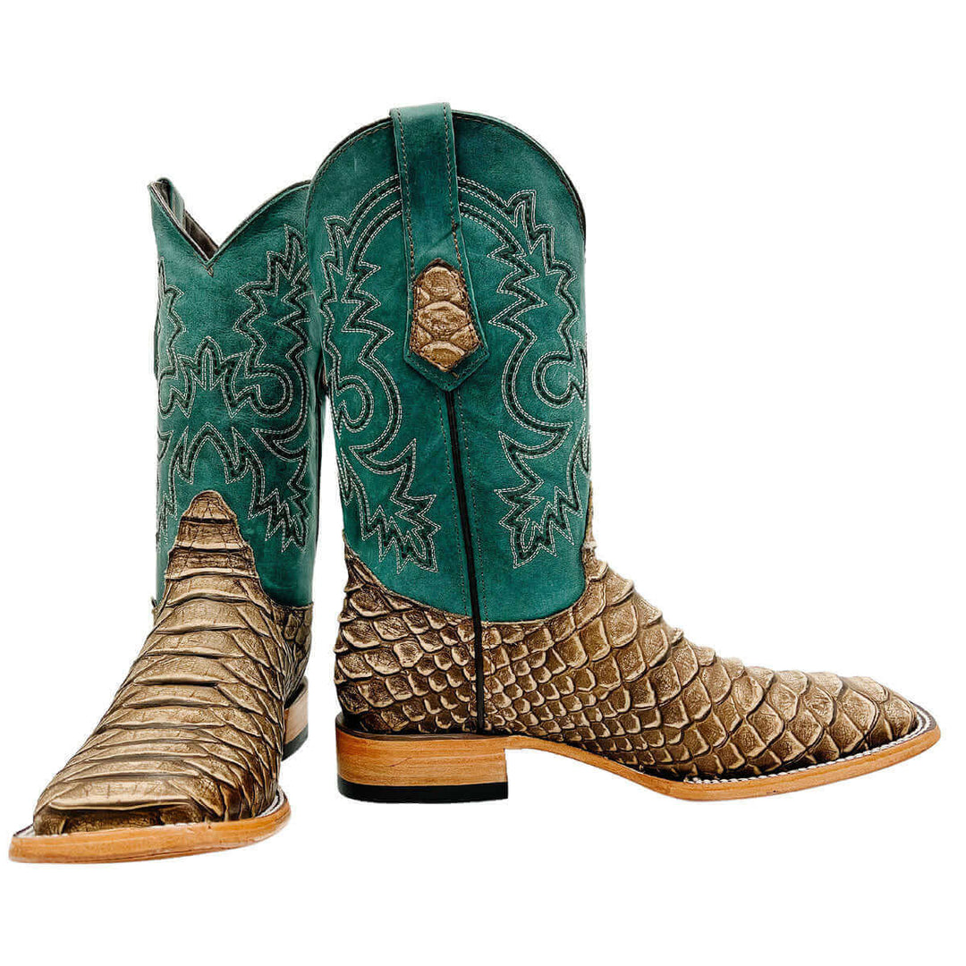 Men's Vaccari Python Print Square Toe Boots