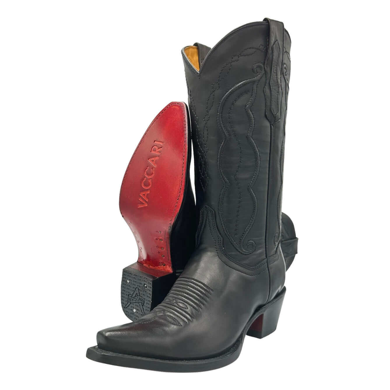 Women's Vaccari Black Red Bottom Snip Toe Boots