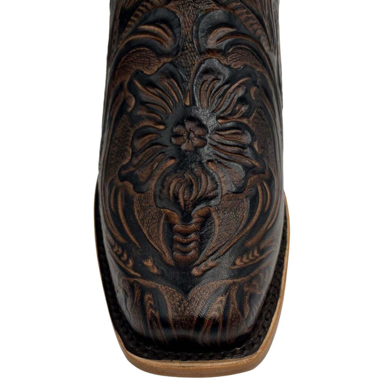 Womens Vaccari Hand-Tooled Narrow Square Toe Boots