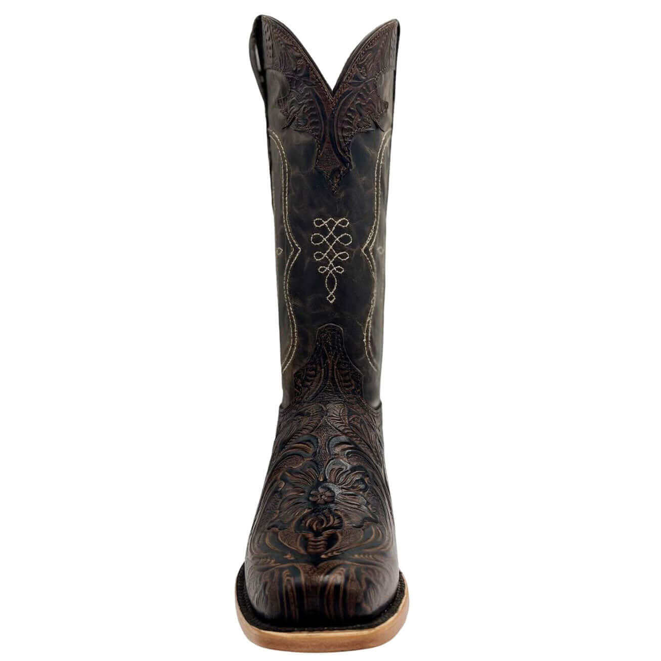 Womens Vaccari Hand-Tooled Narrow Square Toe Boots