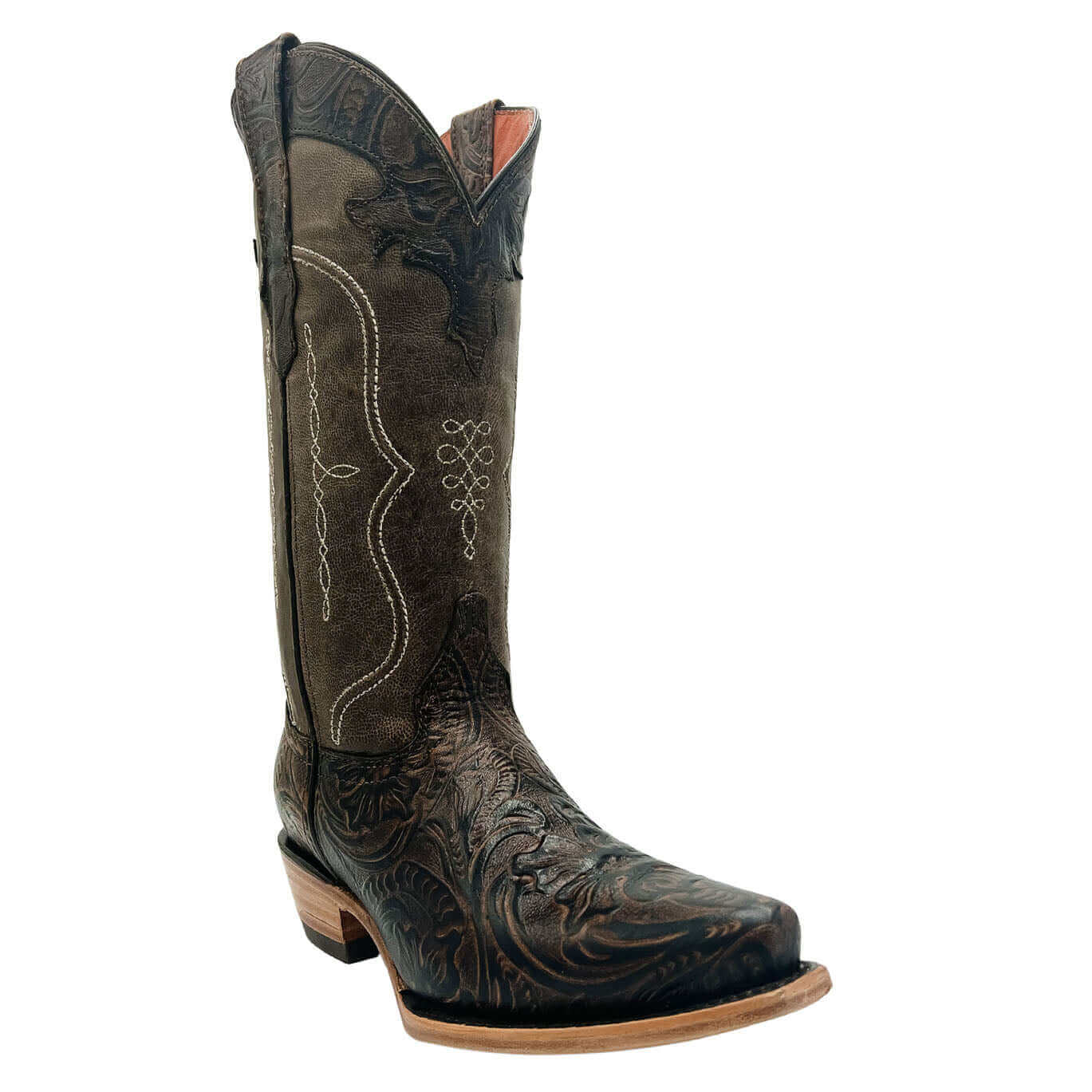 Womens Vaccari Hand-Tooled Snip Toe Boots