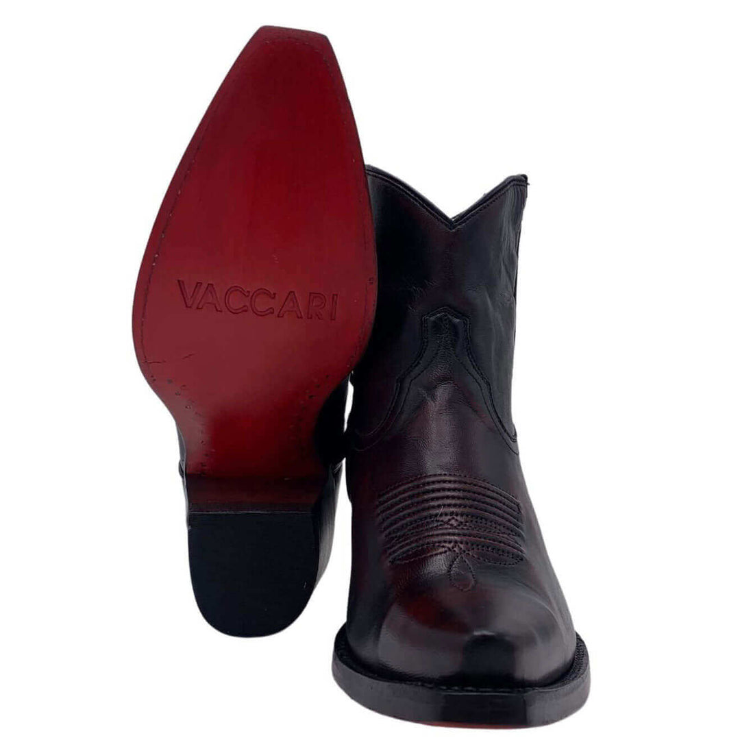 Women's Vaccari Black Cherry Red Bottom Booties