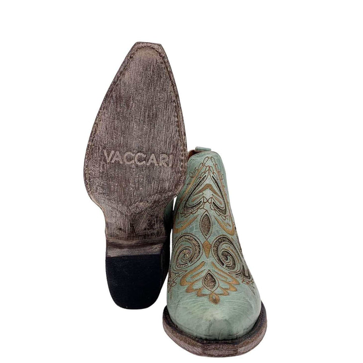 Women's Teal Western Booties with Glitter Inlays by Vaccari - Elevate Your Style with Chic and Trendy Fashion Footwear