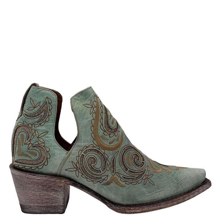 Women's Teal Western Booties with Glitter Inlays by Vaccari - Elevate Your Style with Chic and Trendy Fashion Footwear