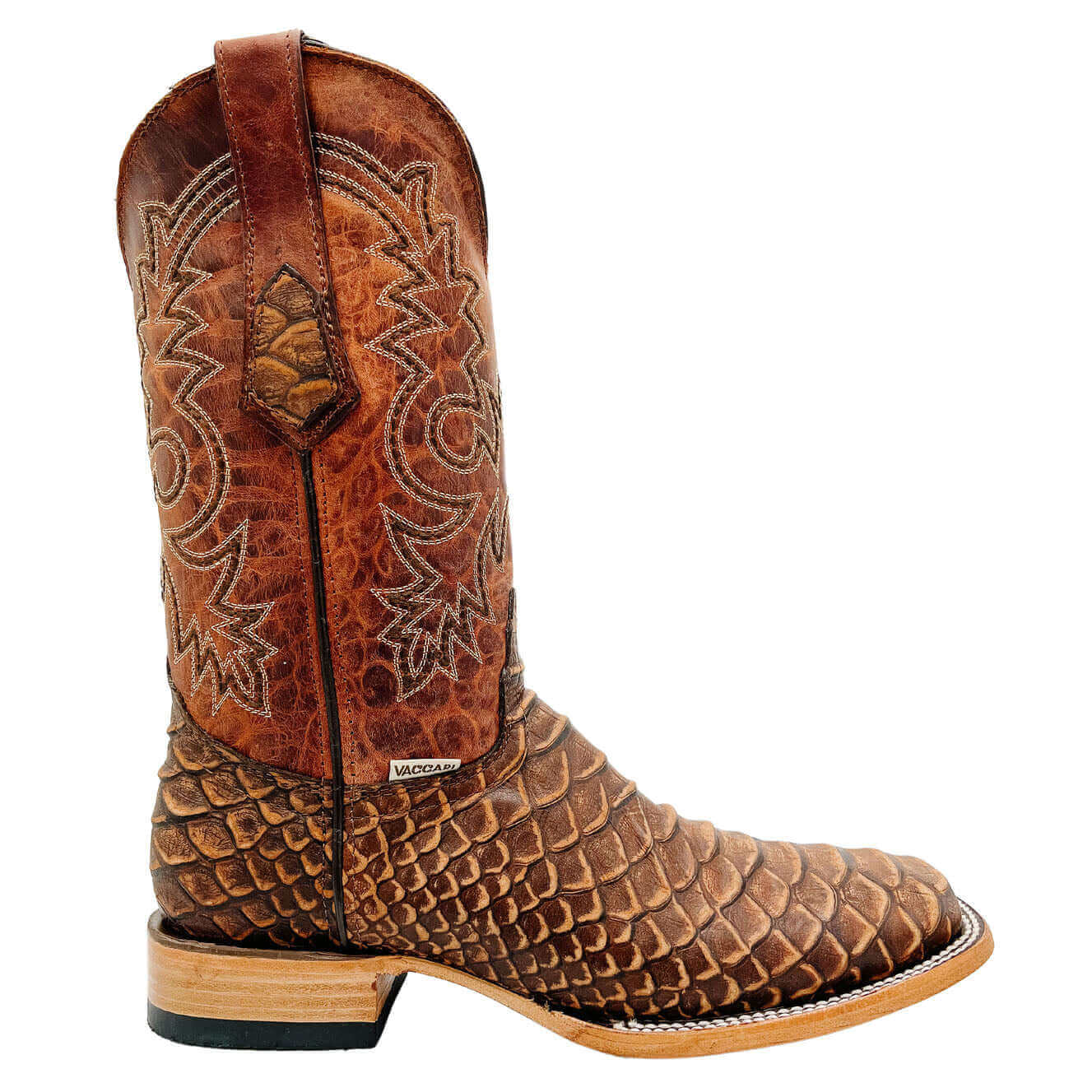 Men's Vaccari Python Print Square Toe Boots