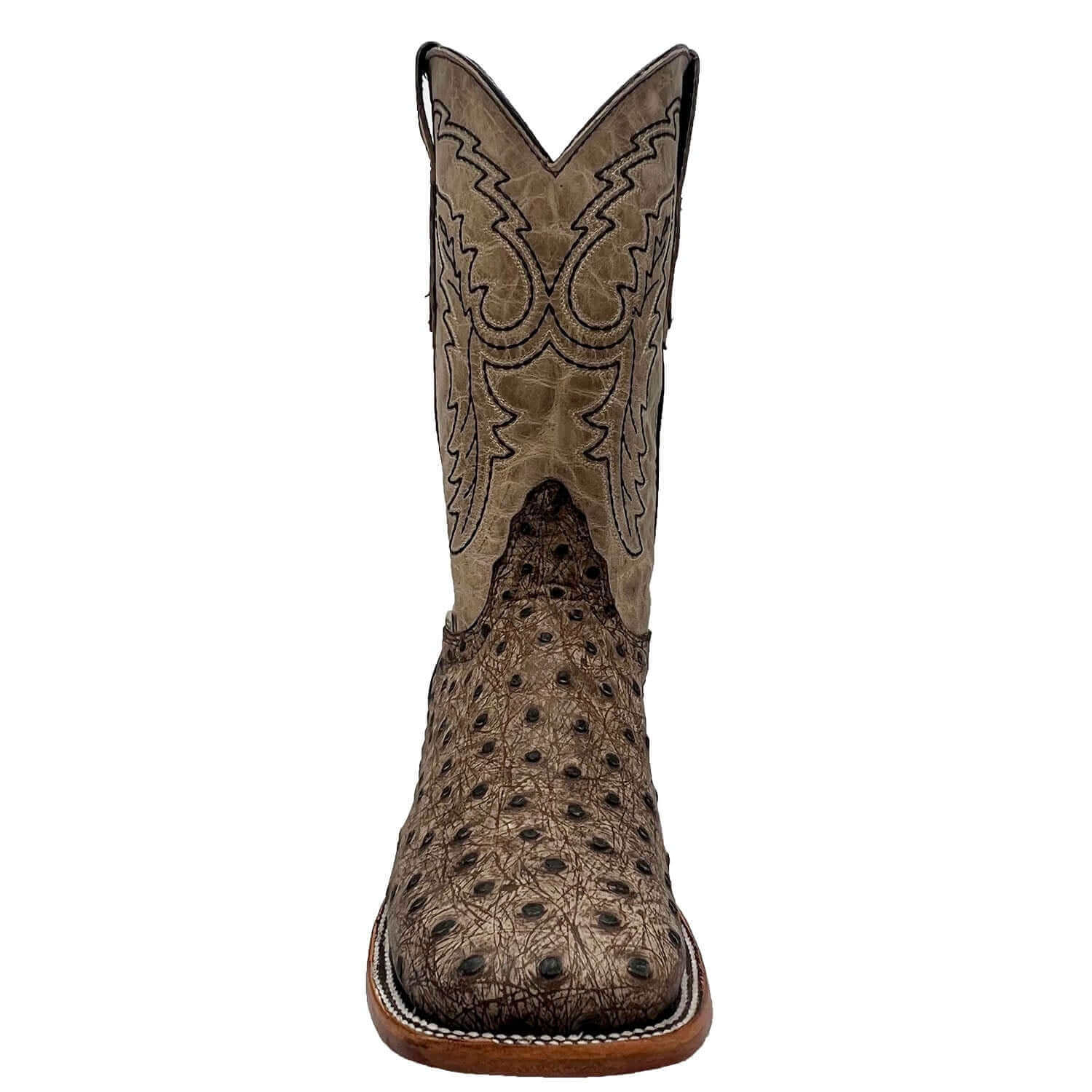 Mens Vaccari Ostrich Print Square Toe Boots