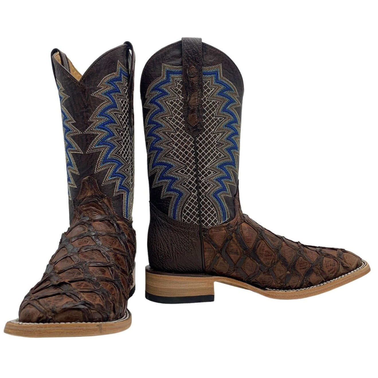 Men's Vaccari Mocha Pirarucu Square Toe Boots