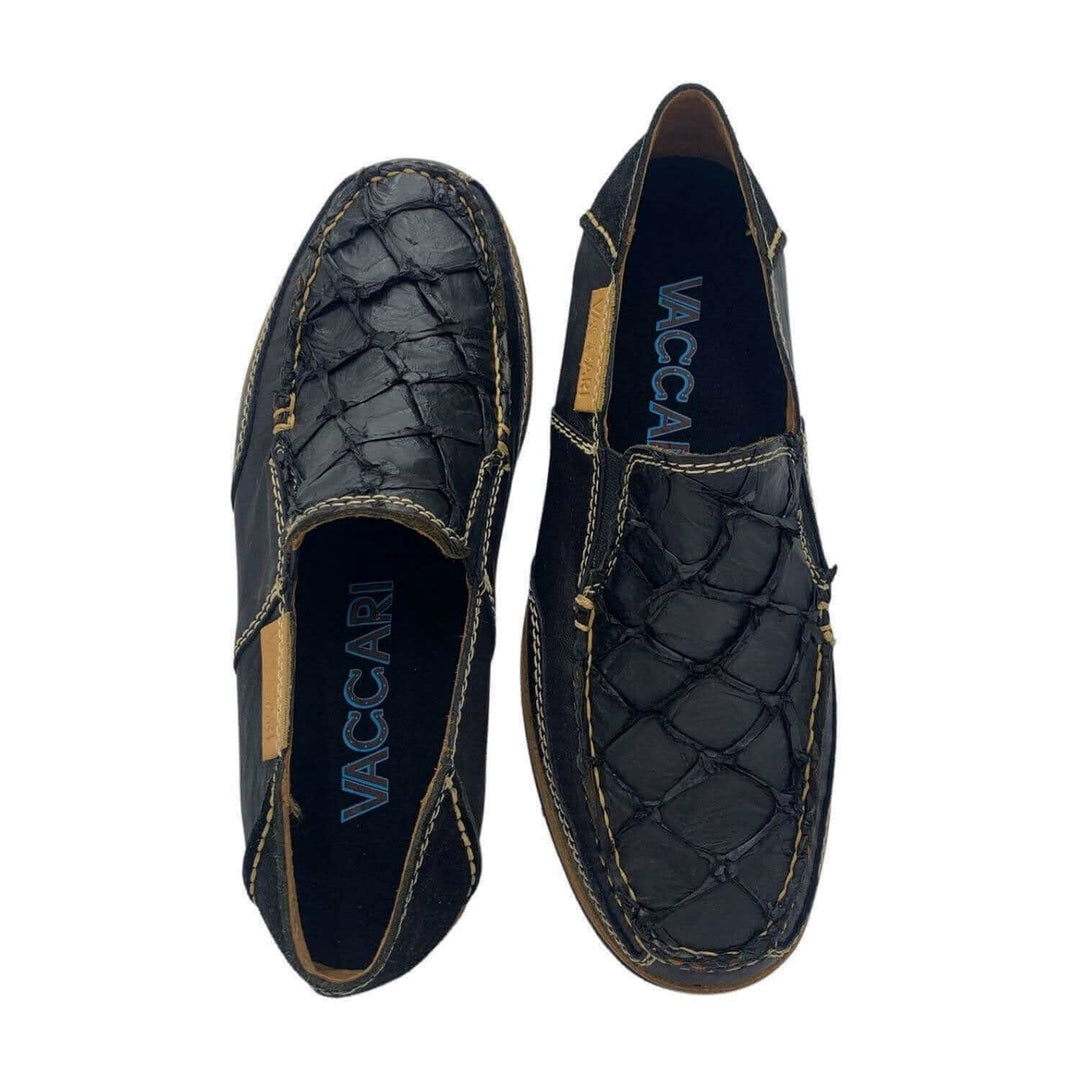 Men's Vaccari Black Pirarucu Slip-On Shoes