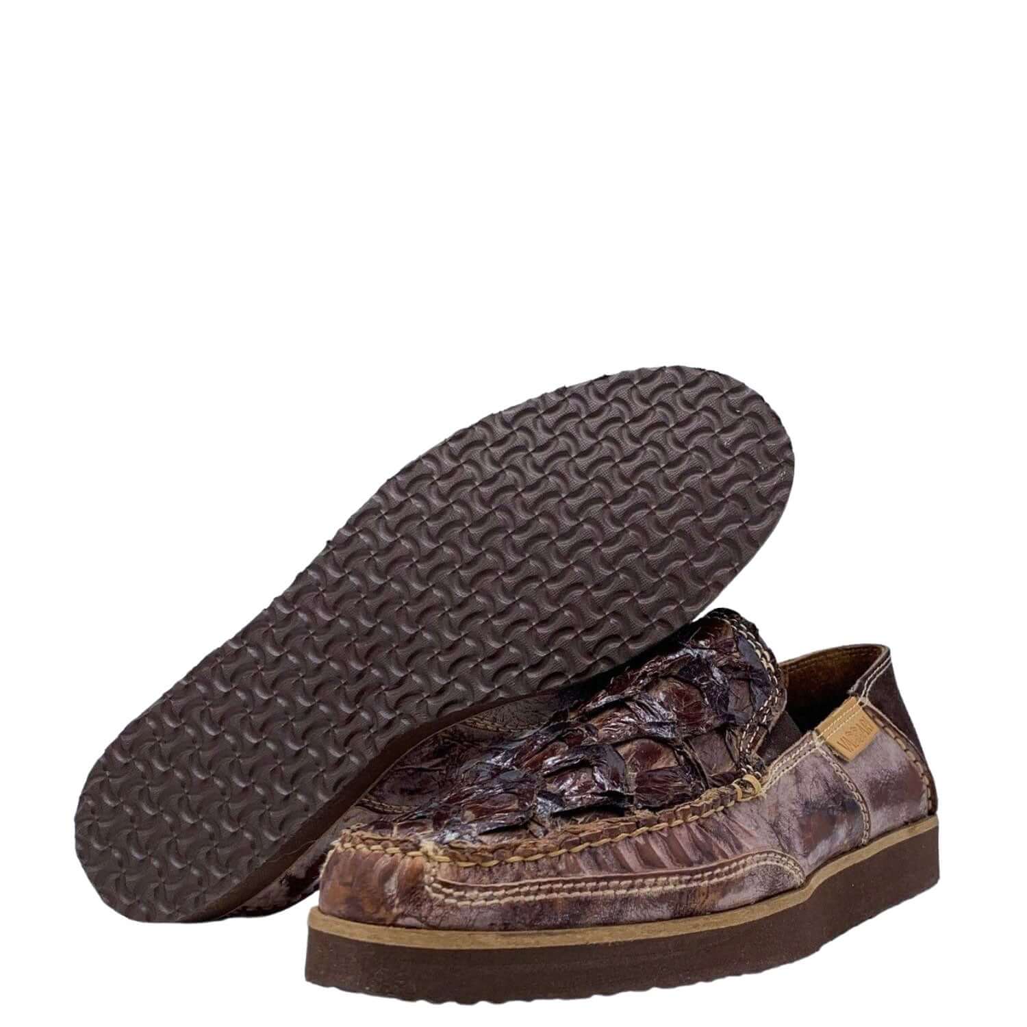 mens vaccari mocha slip on pirarucu shoes