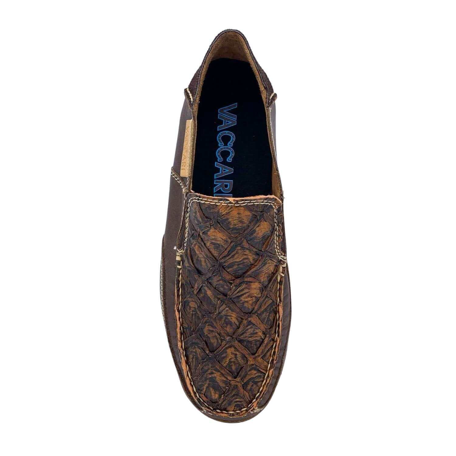 Men's Vaccari Rustic Cognac Pirarucu Slip-On Shoes