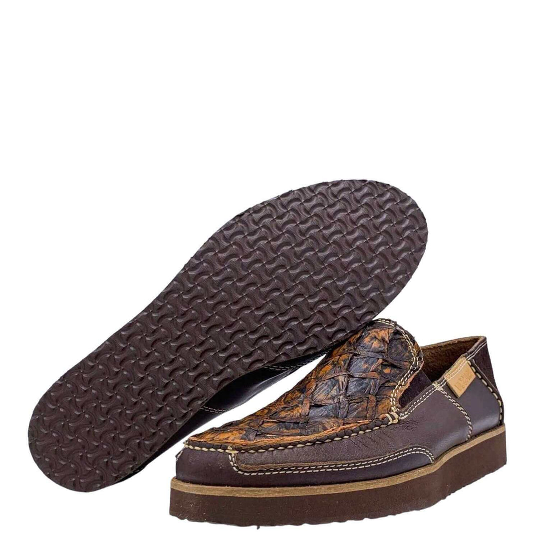 Men's Vaccari Rustic Cognac Pirarucu Slip-On Shoes